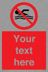 Custom No swimming prohibition Sign